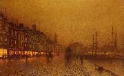 Atkinson Grimshaw Greenock Dock oil painting artist